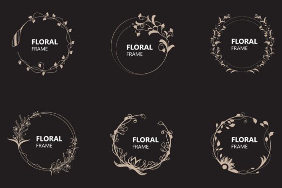 Download Floral Frame Round Shape Emblem Logotype - Round Collection