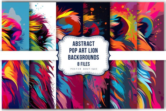 Download Abstract Pop Art Lion Backgrounds Pack - Round Collection
