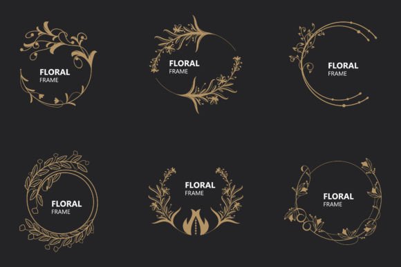 Download Floral Frame Round Shape Emblem Logotype - Round Collection