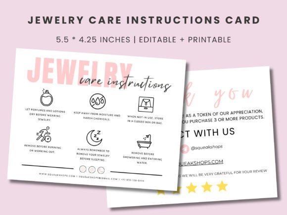Download Printable Jewelry Care Card Template - Template Collection