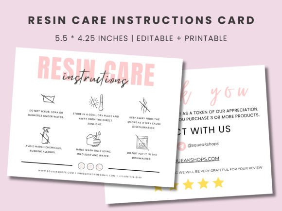 Download Resin Care Instructions Card Template - Template Collection