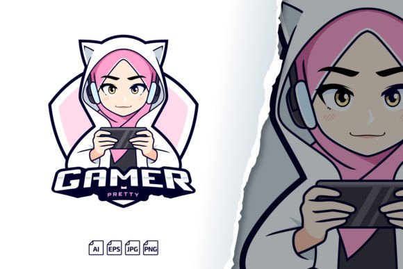 Download Cute Hijab Gamer Girl Logo Template - Template Collection