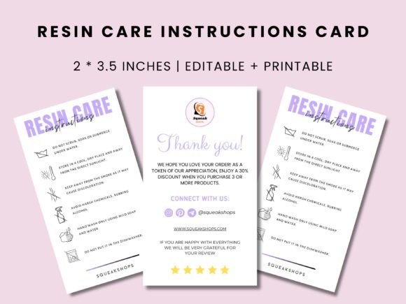 Download Editable Resin Care Card Template - Template Collection