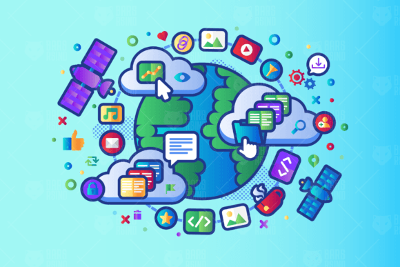 Download Global Data Network Concept Illustration - Premium Bundle