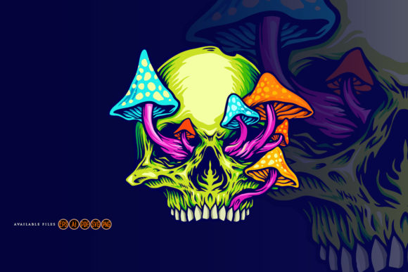 Download Trippy Mushroom Skull Logo Graphic - Graphic Collection